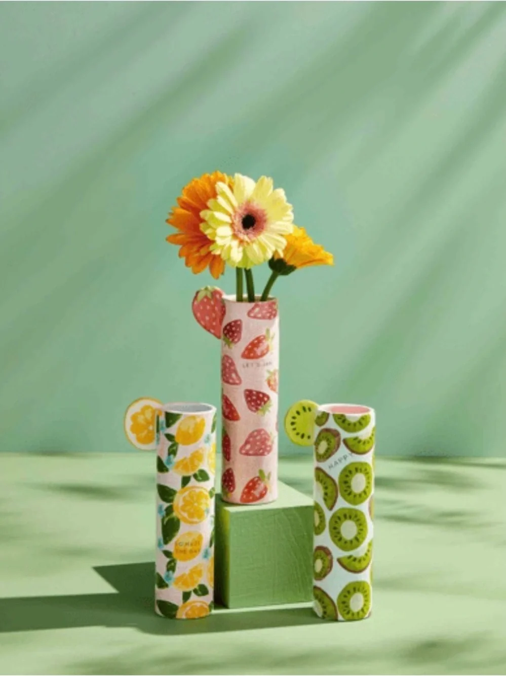Mud Pie Squeeze The Day Lemon Pattern Tall Vase - New